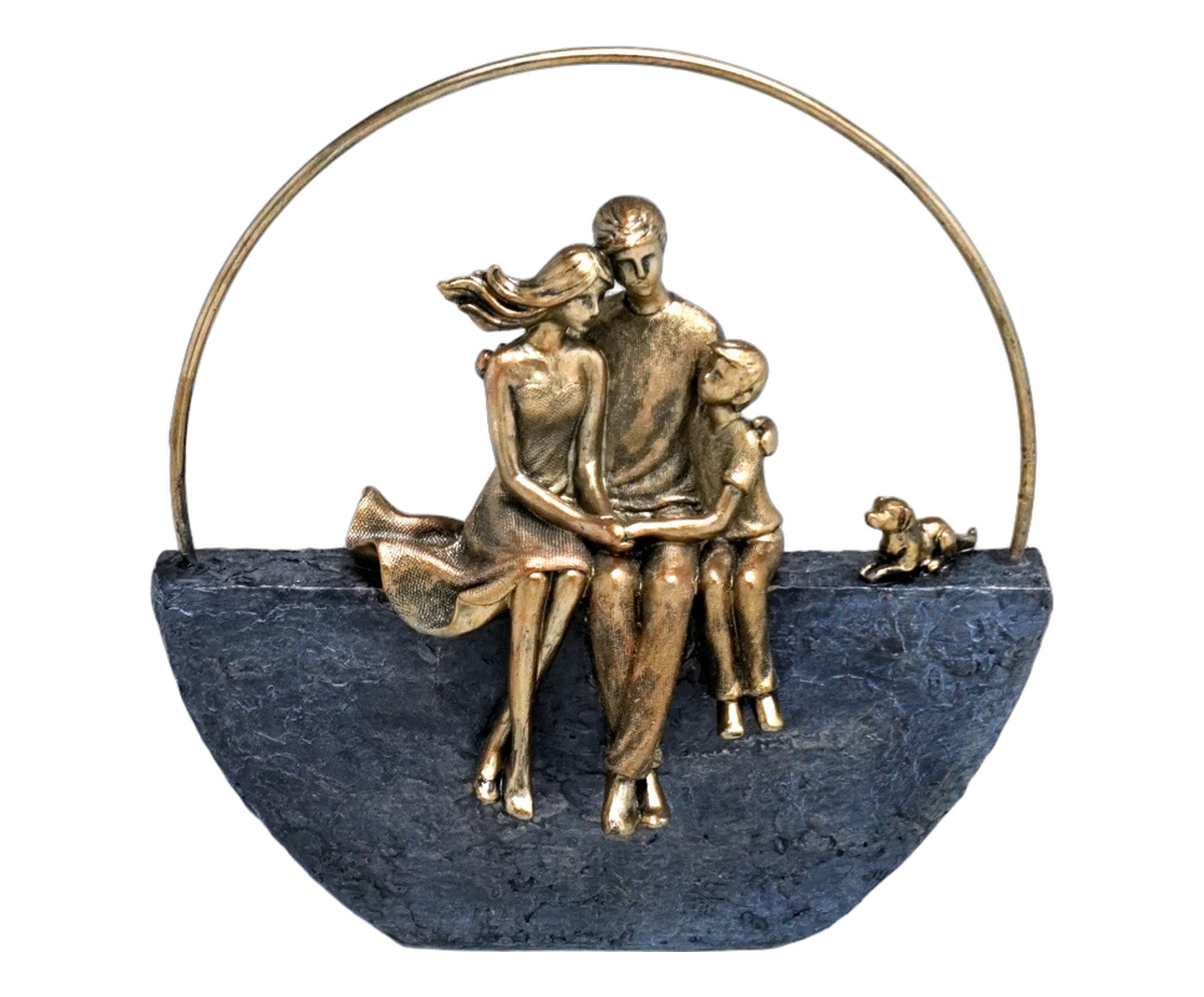 Fam&iacute;lia com Pet Decorativa Casae Cinza e dourado image number 0