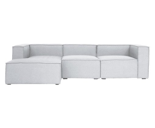 Sof&aacute; 3 M&oacute;dulos Chaise Mensa Cinza Claro image number 2