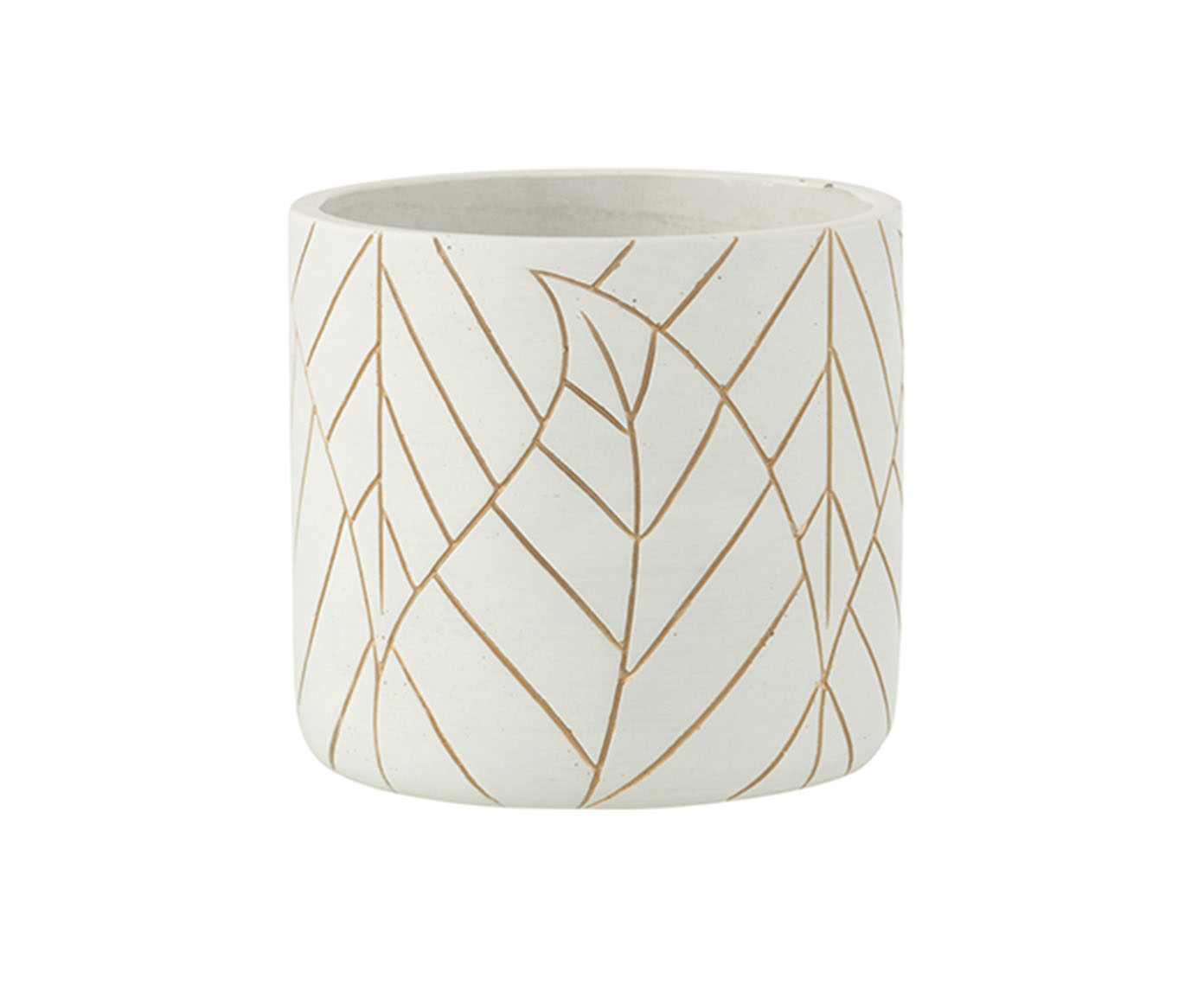 Cachepot Folha II - Branco e Dourado image number 0