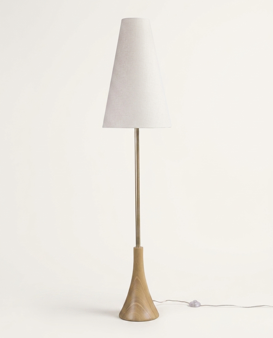 Lumin&aacute;ria de Piso Sequoia com C&uacute;pula em Linho Bivolt - Cru - image 1