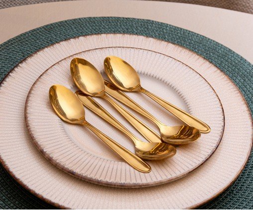 Jogo de Colheres para Sobremesa Gastro Dourado image number 3