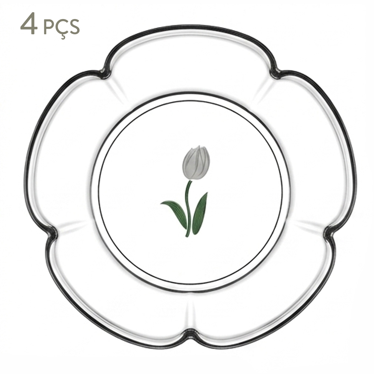 Jogo de Pratos para Sobremesa em Cristal Ecol&oacute;gico Tulipa Verde image number 0