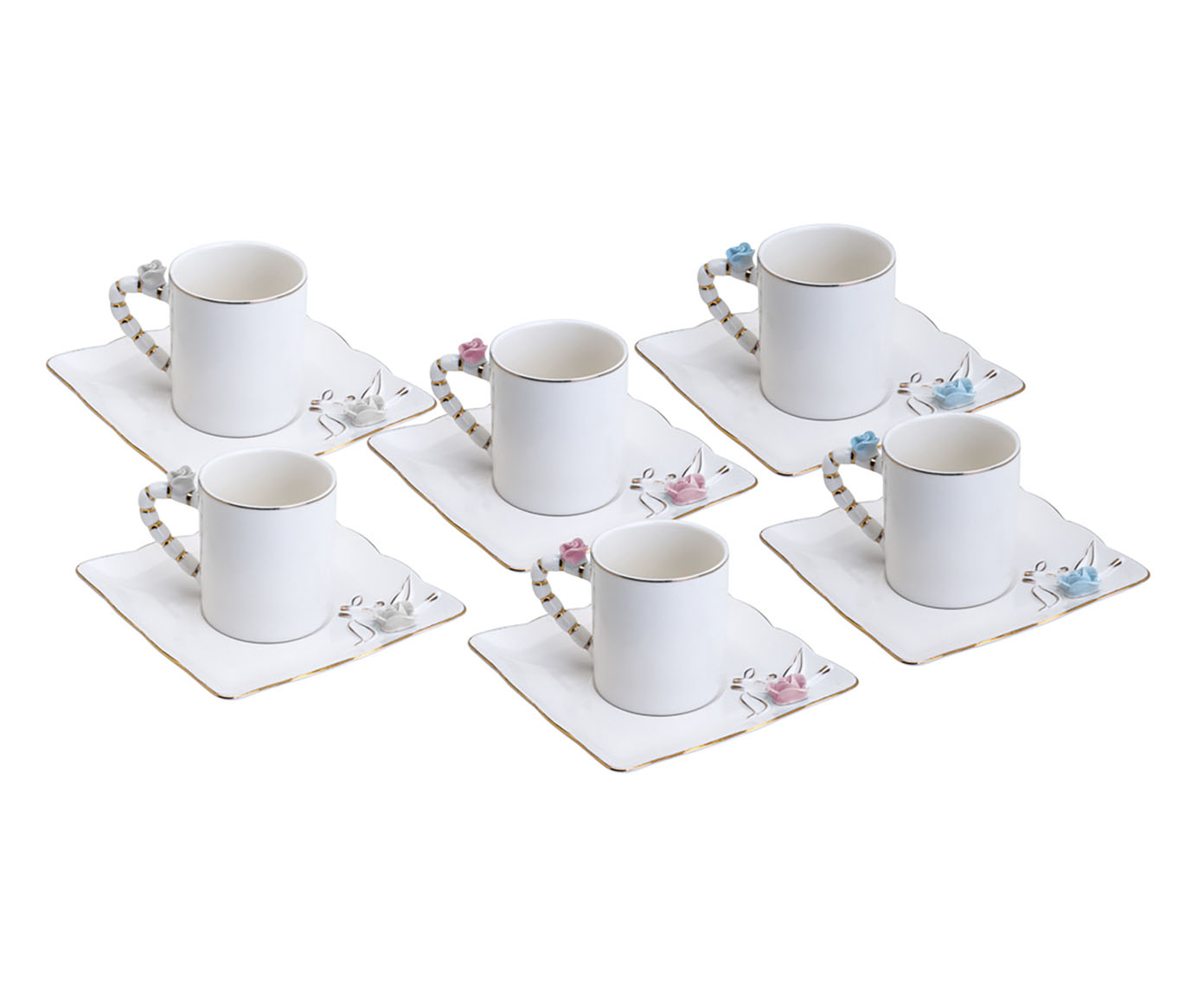 Jogo de X&iacute;caras para Caf&eacute; Flower Square Plate image number 0