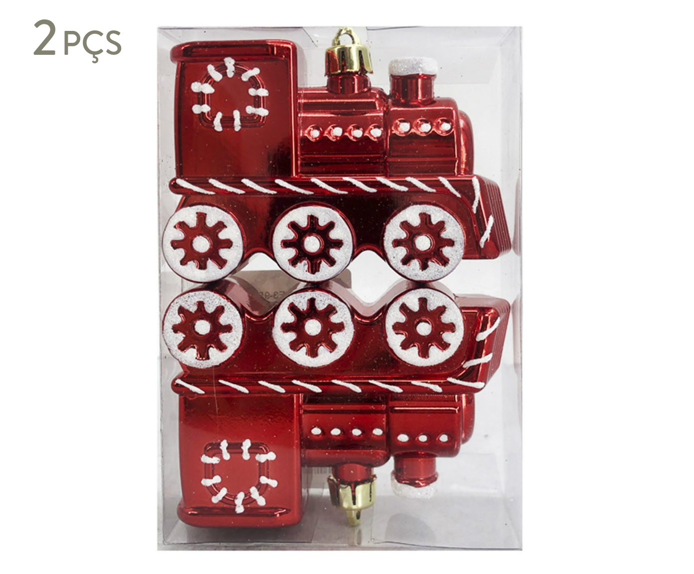 Jogo de Enfeites de Natal Trenzinho Vermelho e Branco image number 0