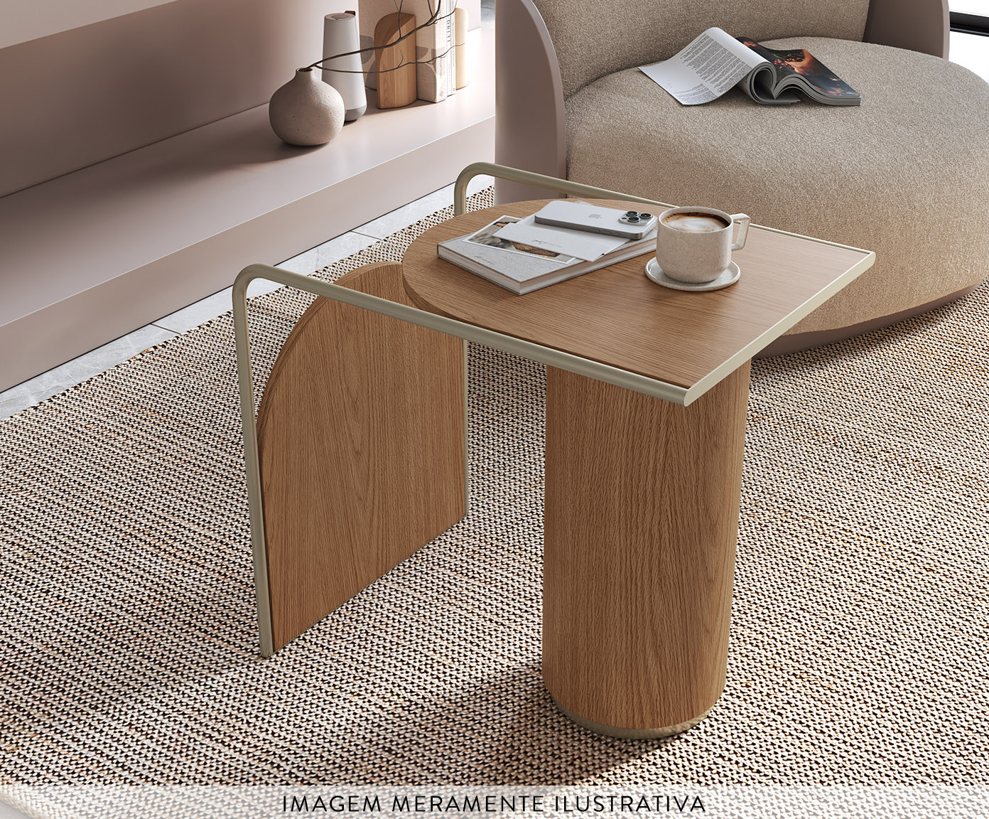 Mesa Lateral Lume Carvalho - image 1