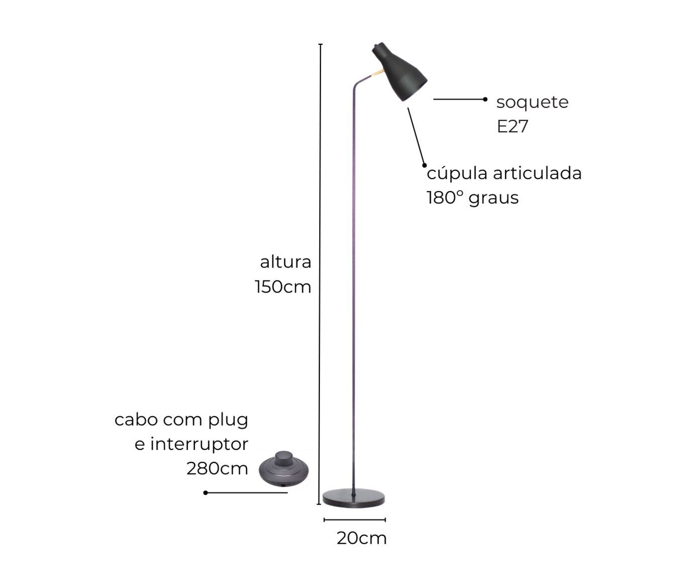 Lumin&aacute;ria de Piso Simpson Branca image number 2