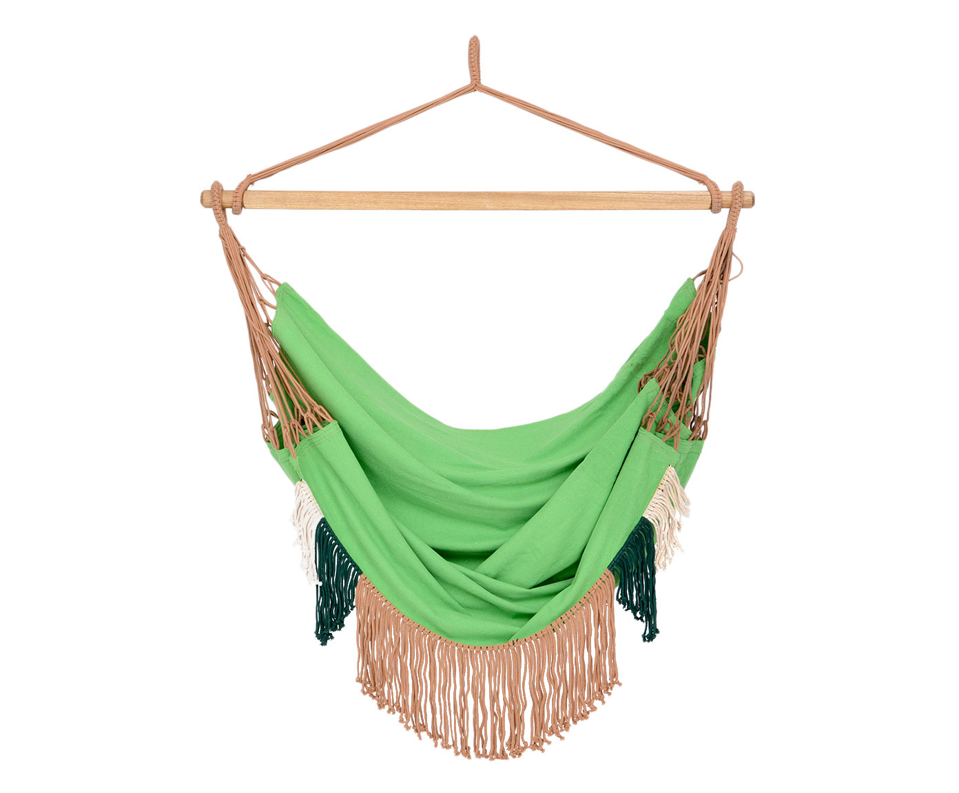 Poltrona Suspensa com Franjas Assim&eacute;tricas - Verde - image 0