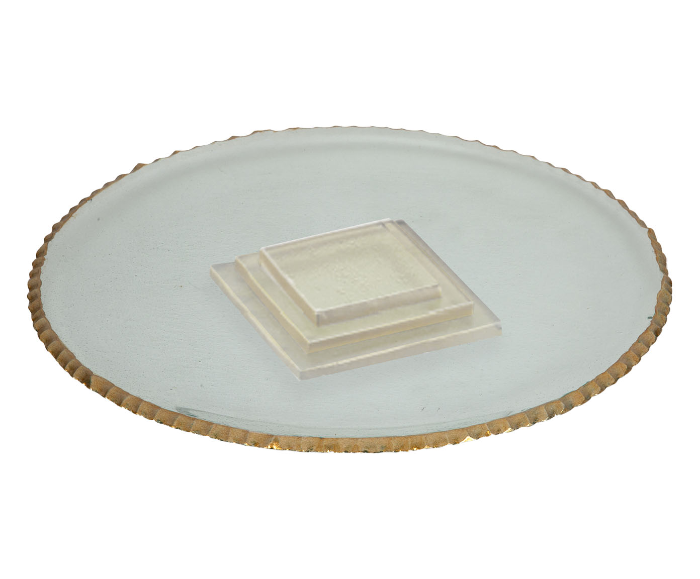 Centro de Mesa Transparente com Borda Dourado e Base image number 0