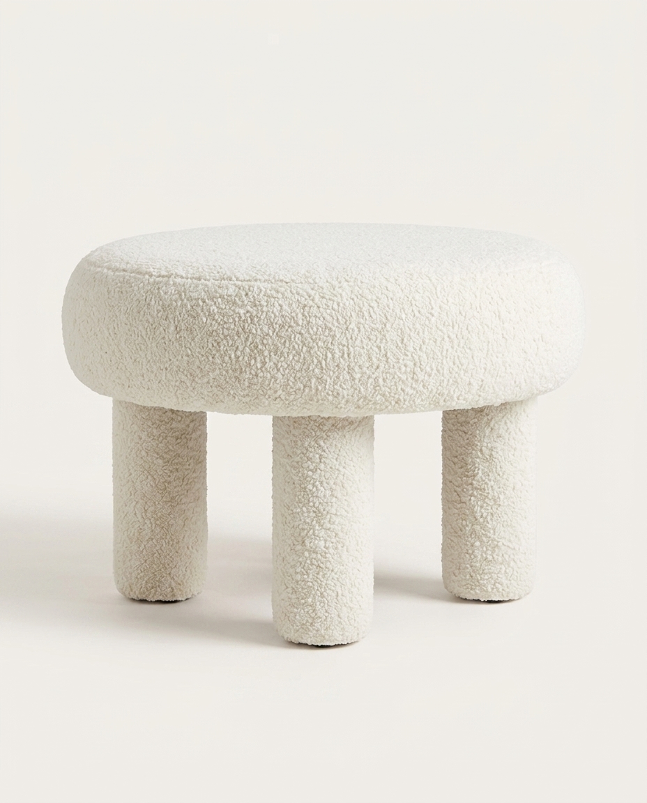 Puff Redondo Bold em Boucl&eacute; Off-White image number 3
