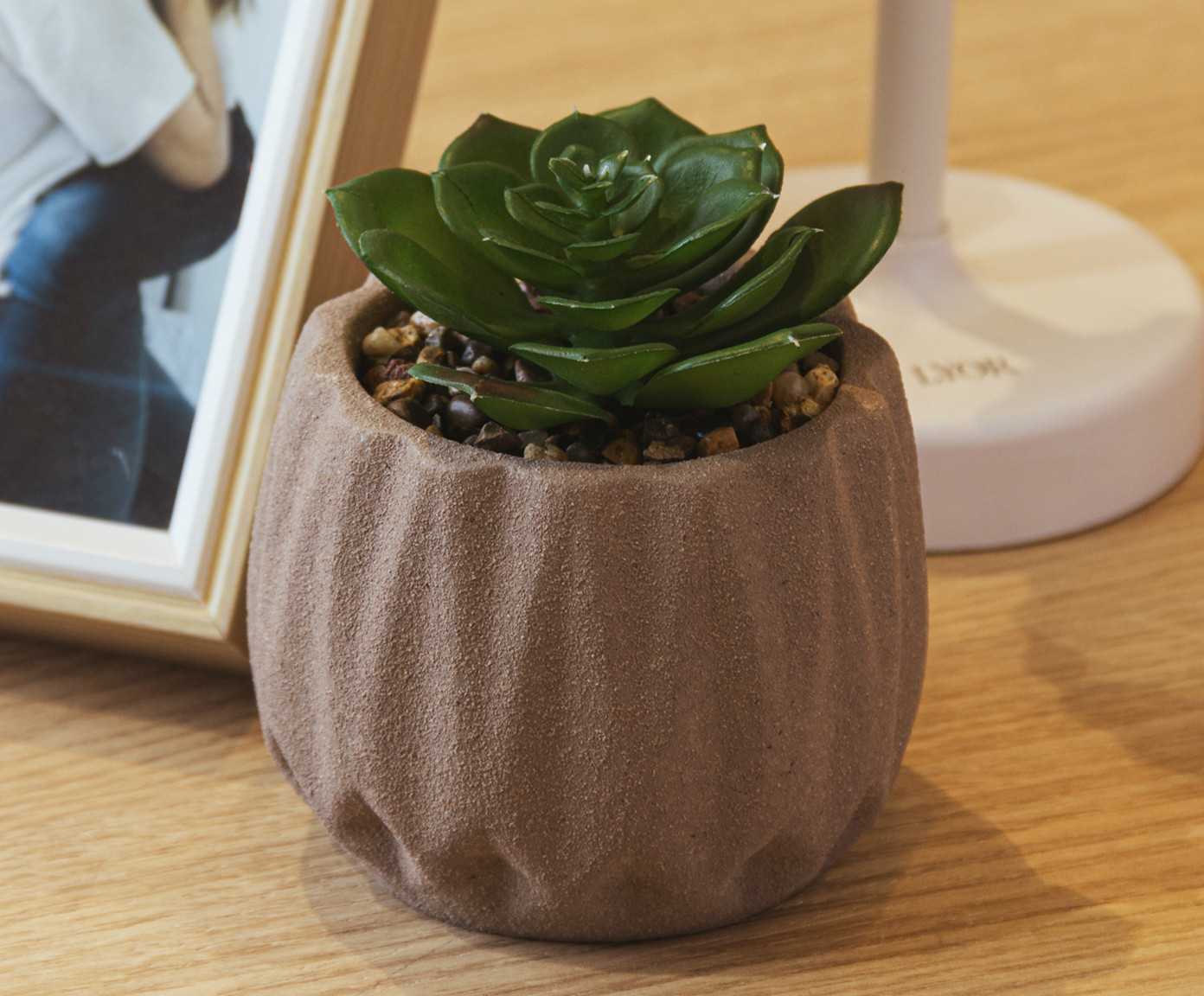 Cachepot com Suculenta Artificial Geometry Marrom Cimento image number 2