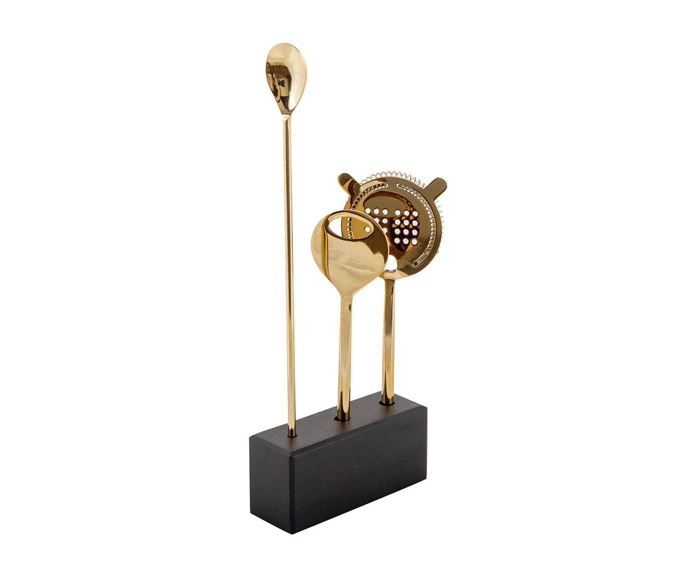 Jogo para Bar em Inox com Base Madeira III - Dourado image number 3