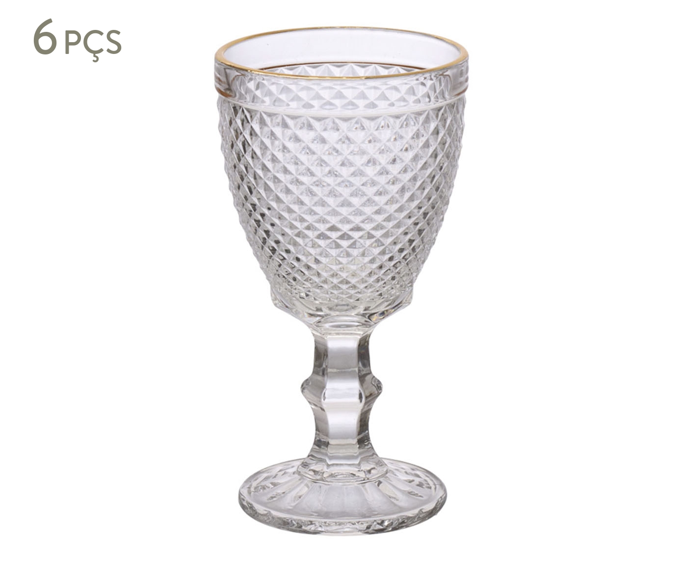 Jogo de Ta&ccedil;as para Vinho com Borda Dourada Bico de Jaca image number 0