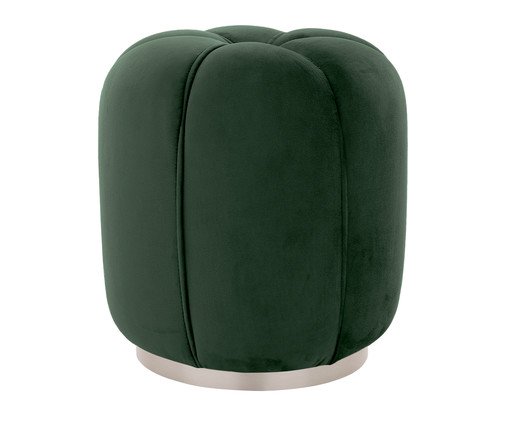 Puff Luna com Base Prateada em Veludo Verde image number 0