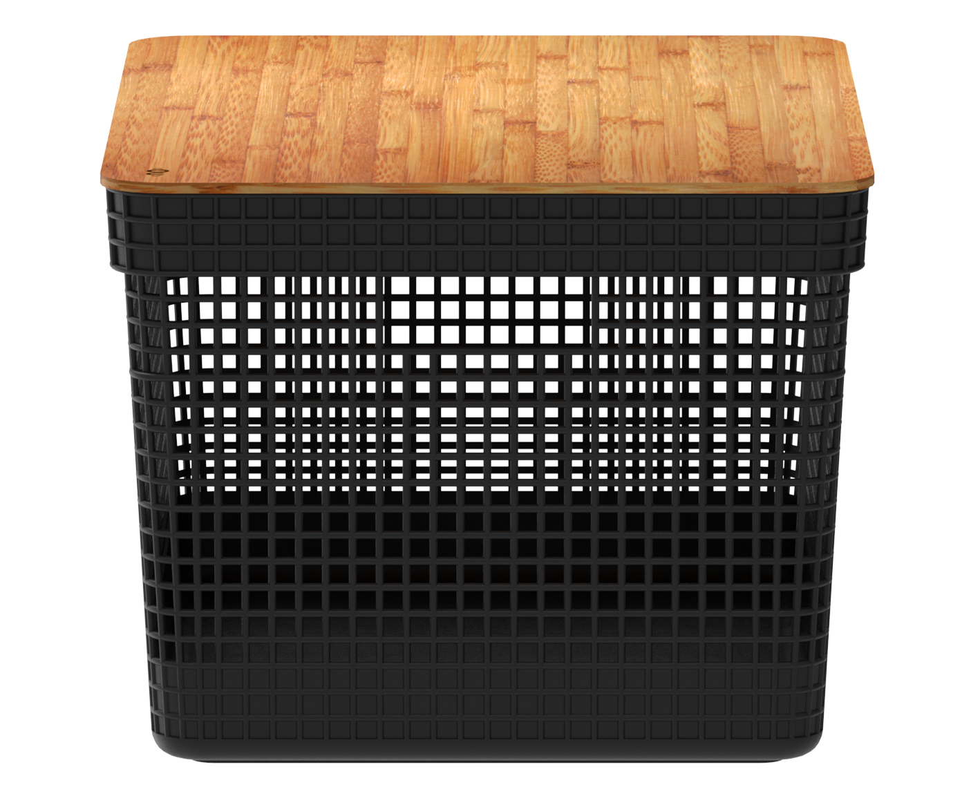 Cesto com Tampa em Bambu Grid Preto image number 2