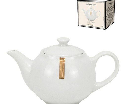 Bule em Porcelana Lumie Branco e Dourado - image 1