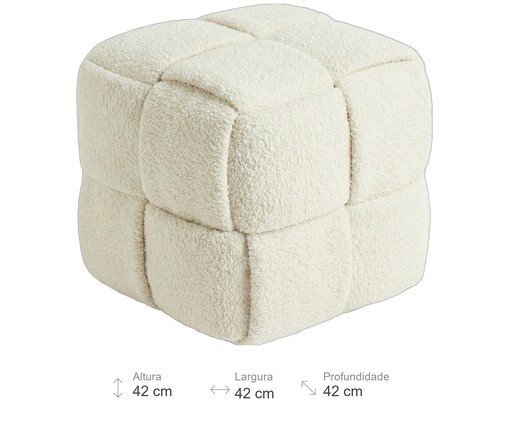 Pufe Cubo em Boucl&eacute; Off white image number 2