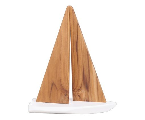 Escultura Caravela Branca e Bege - image 0