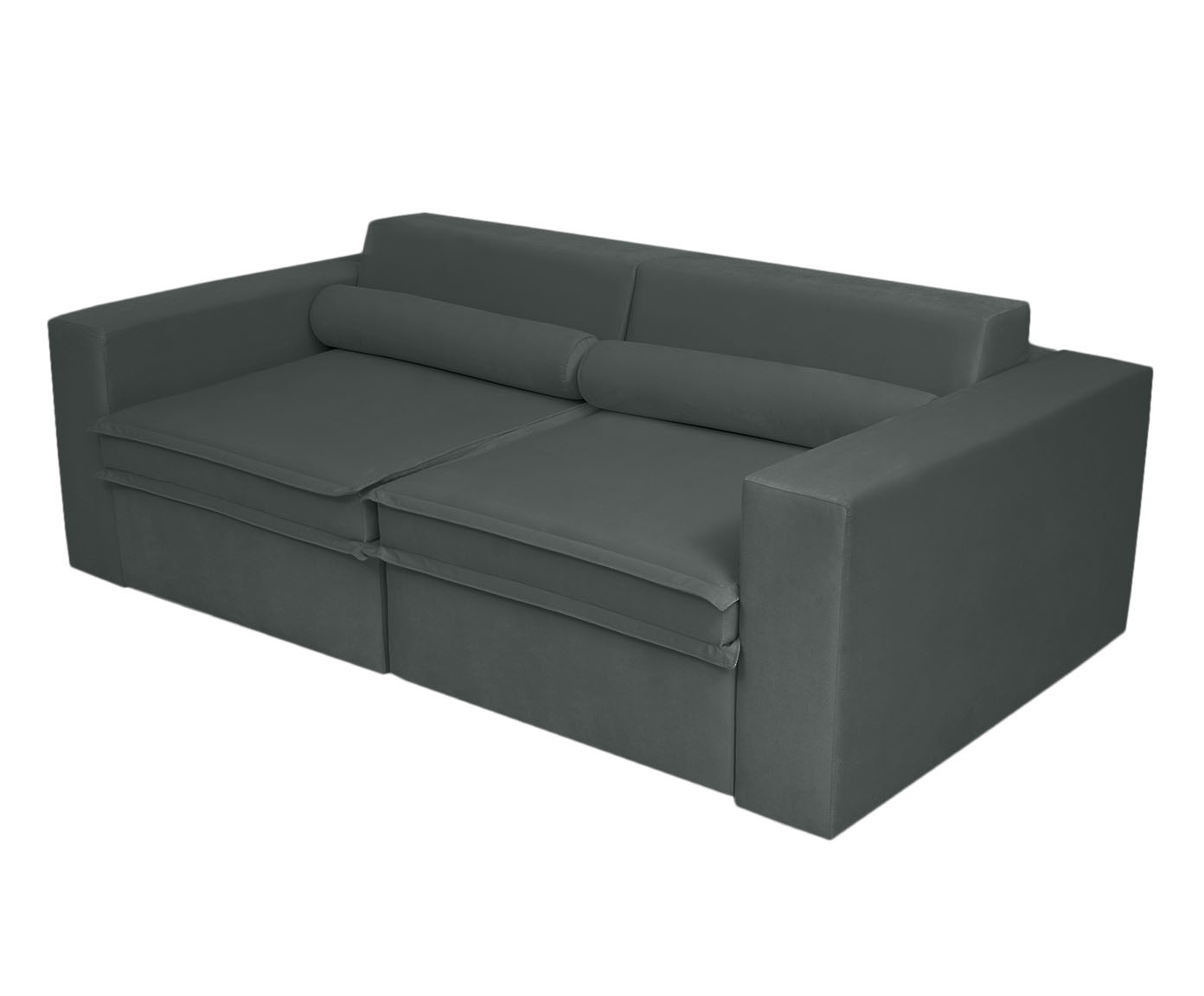 Sof&aacute; Retr&aacute;til Pasha em Veludo com USB - Cinza Escuro image number 26
