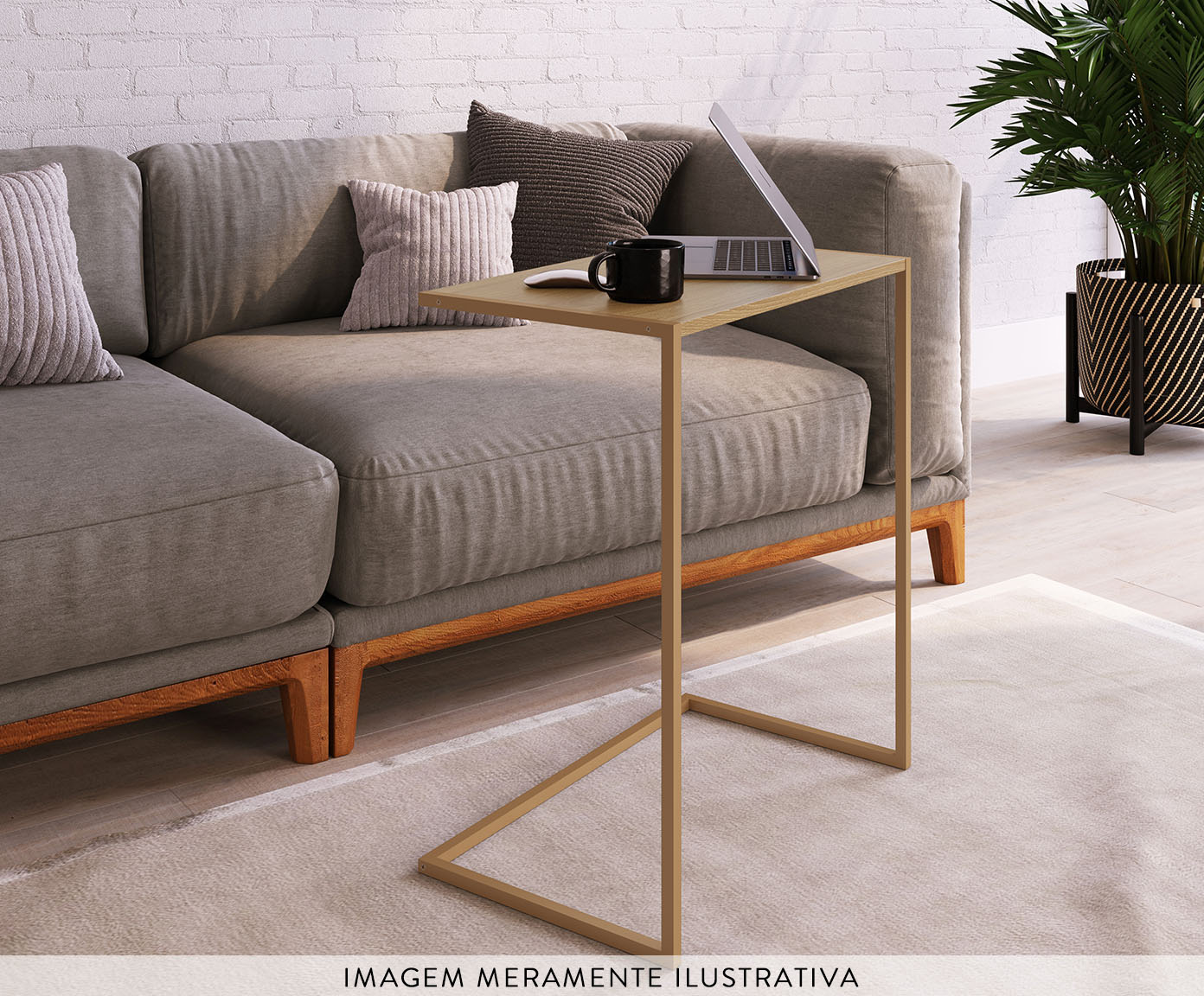 Mesa de Apoio para Sof&aacute; Hanover e Dourado Industrial image number 3