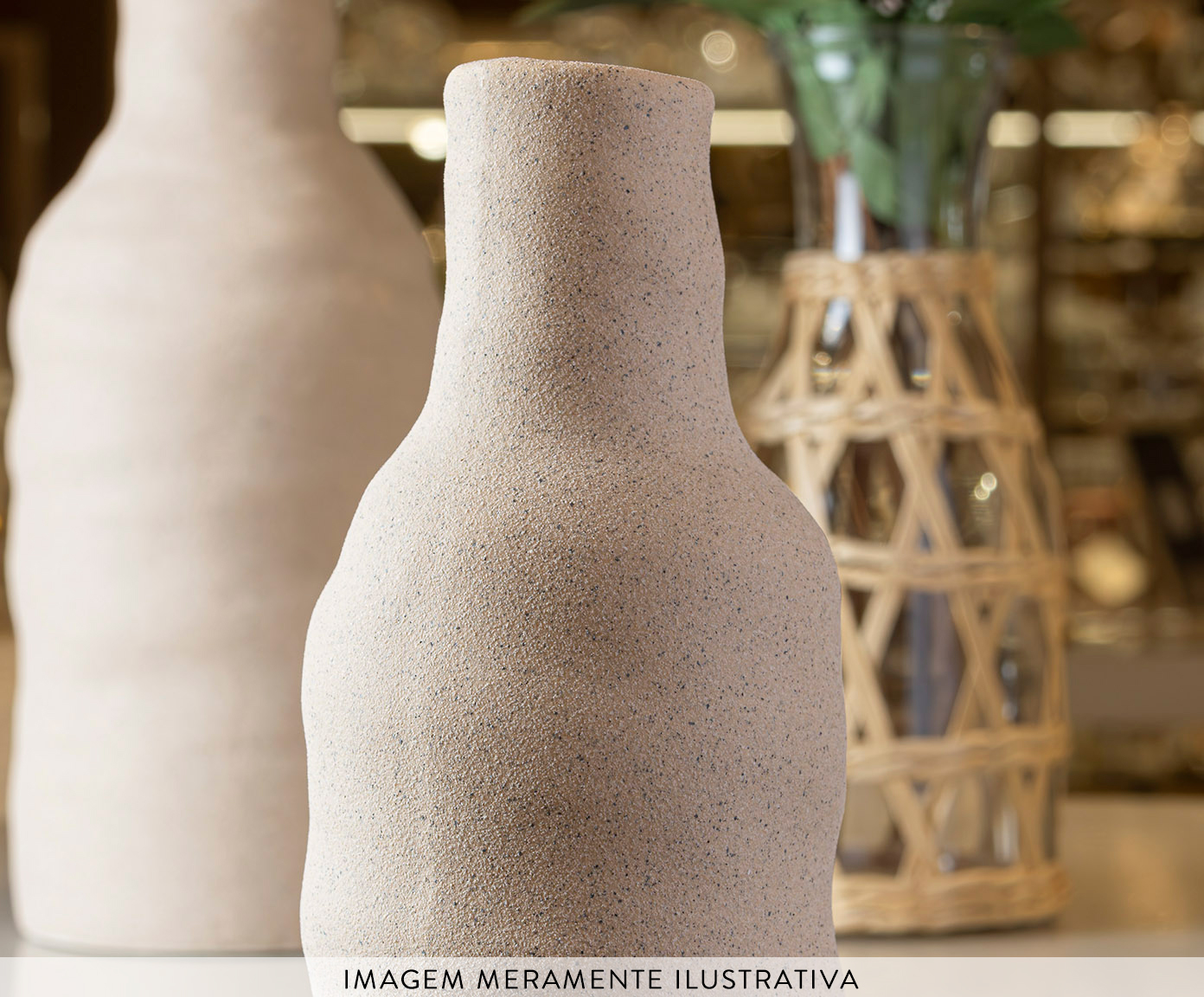 Vaso de Cer&acirc;mica Doha Ondas Bege image number 1