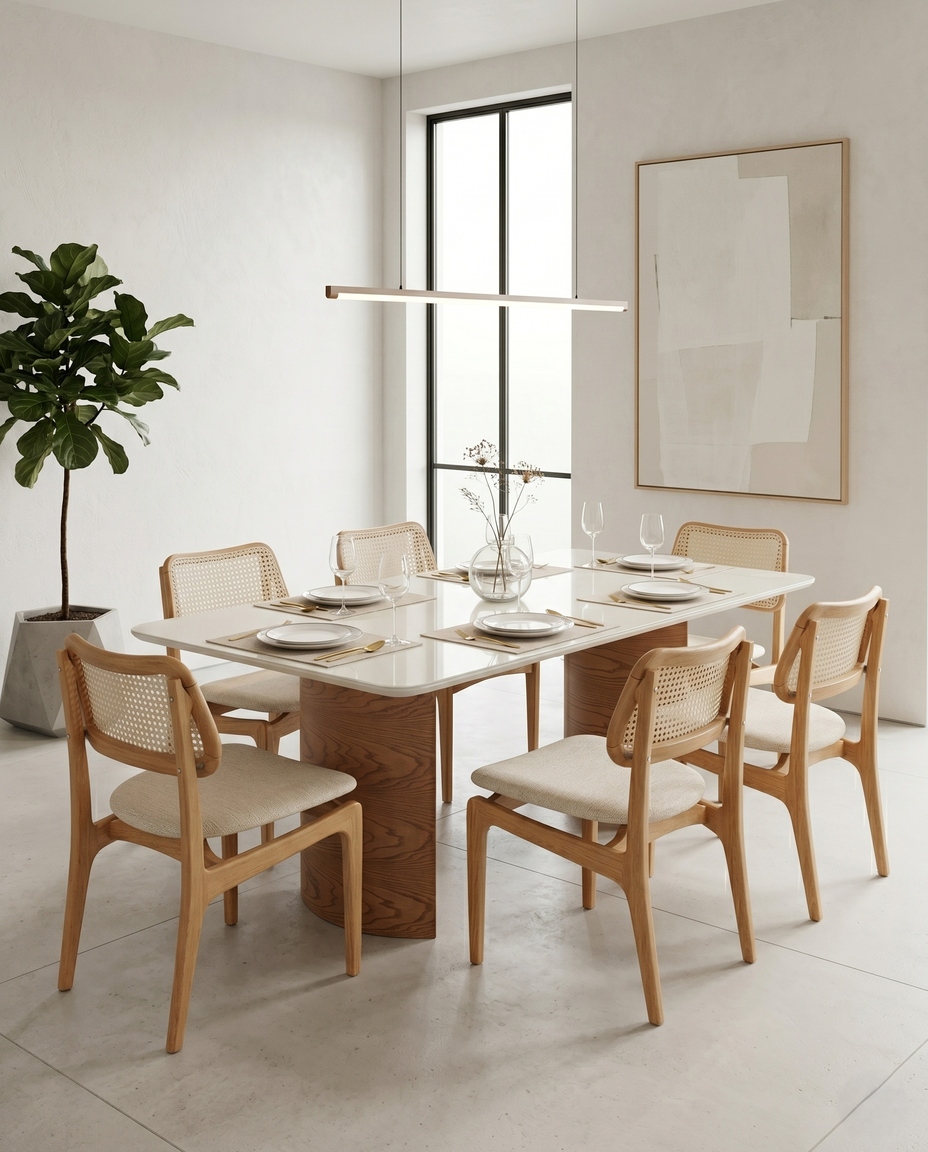 Base de Jantar com Tampo L&iacute;via Carvalho Am&ecirc;ndoa com Off White image number 3