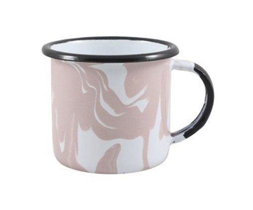 Caneca Esmaltada Marmorizada Rosa Claro image number 0