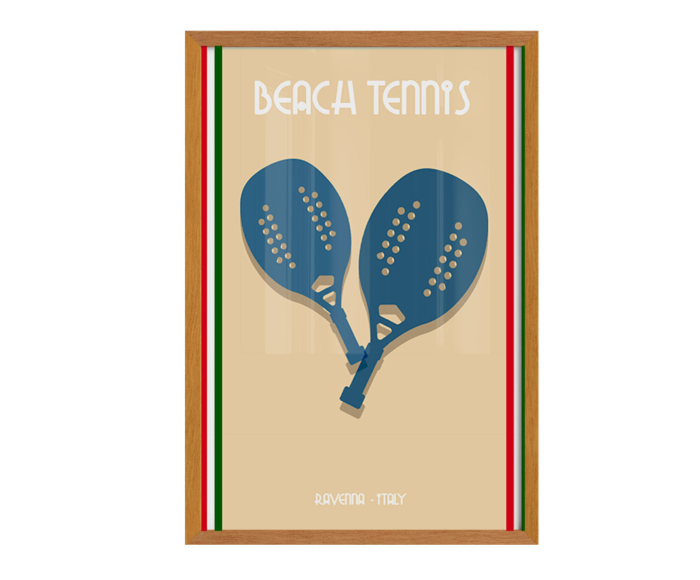 Quadro Beach Tennis Ravenna com Moldura em Madeira image number 0