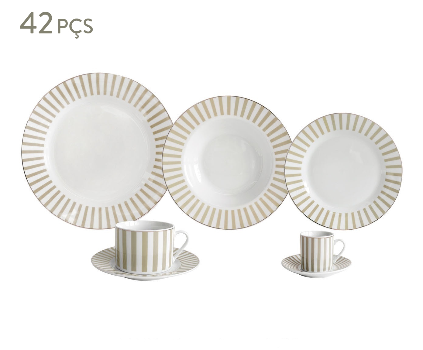Aparelho de Jantar com Borda Dourada Charming Bege - image 0