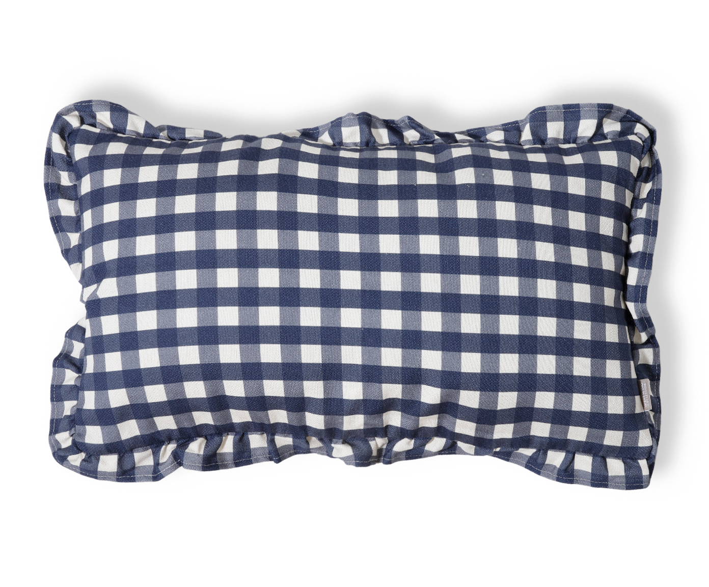 Capa de Almofada Retangular Estampada com Babados Vichy Elena Azul Marinho image number 0