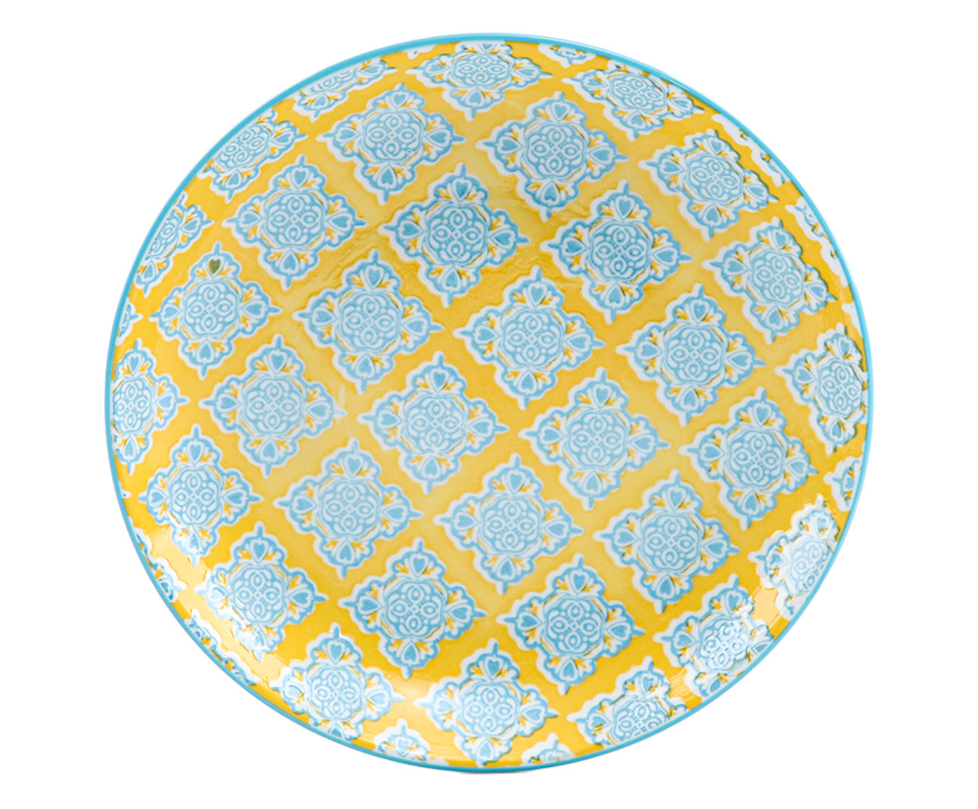 Prato para Sobremesa em Porcelana Bart - Amarelo e Azul image number 0