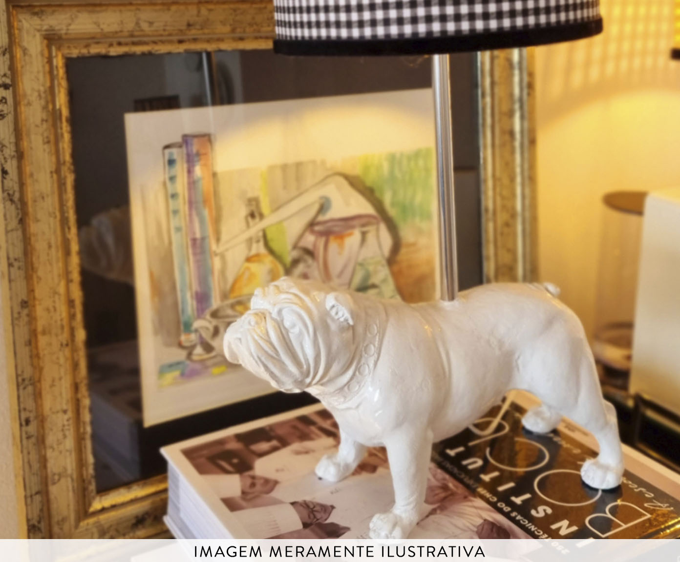 Base Lumin&aacute;ria Cachorro Bulldog Ingl&ecirc;s Juka Branco image number 3