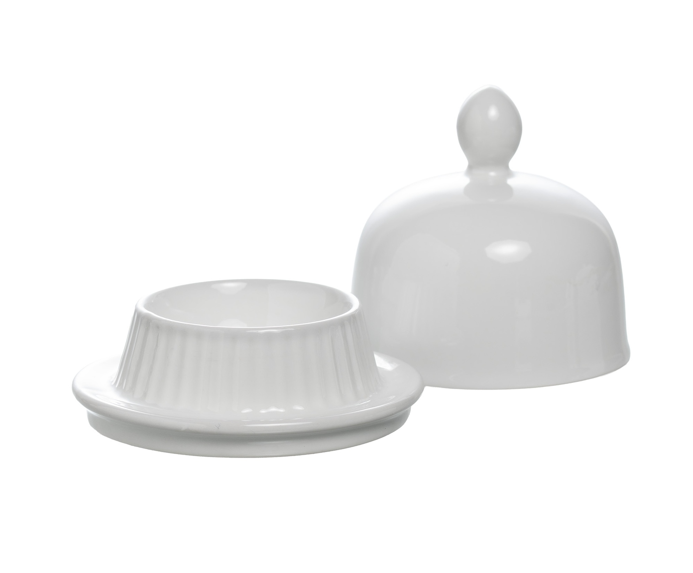 Manteigueira com tampa e pires Blanc em porcelana branco - image 1