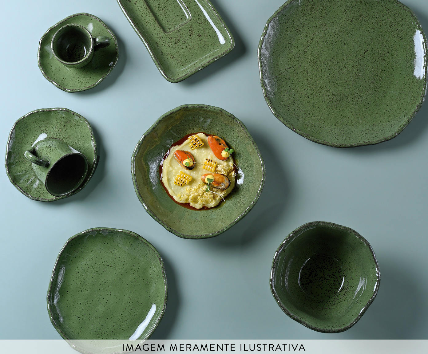Jogo de Pratos para Sobremesa Org&acirc;nico Eco Stone Jade Verde image number 4