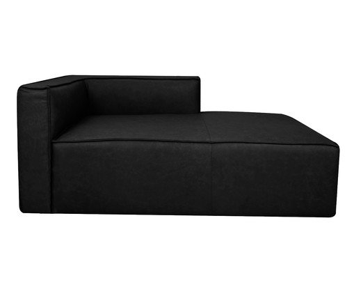 Sof&aacute; M&oacute;dulo Chaise Mensa em Couro Preto image number 2