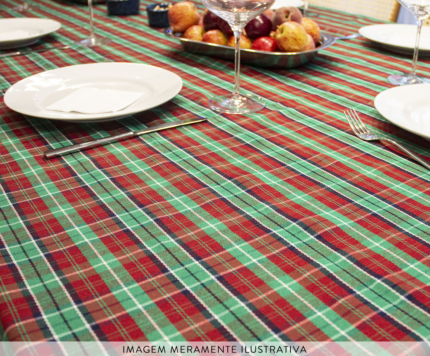 Toalha de Mesa Xadrez Verde e Vermelho image number 2