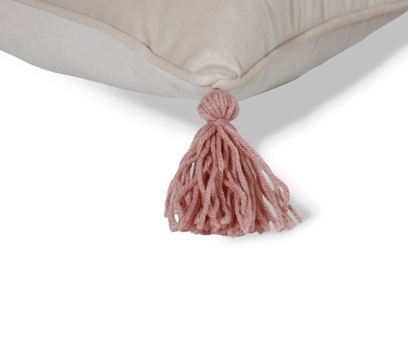 Capa de Almofada Bordada com Vivo e Tassels Saudade Off White image number 3