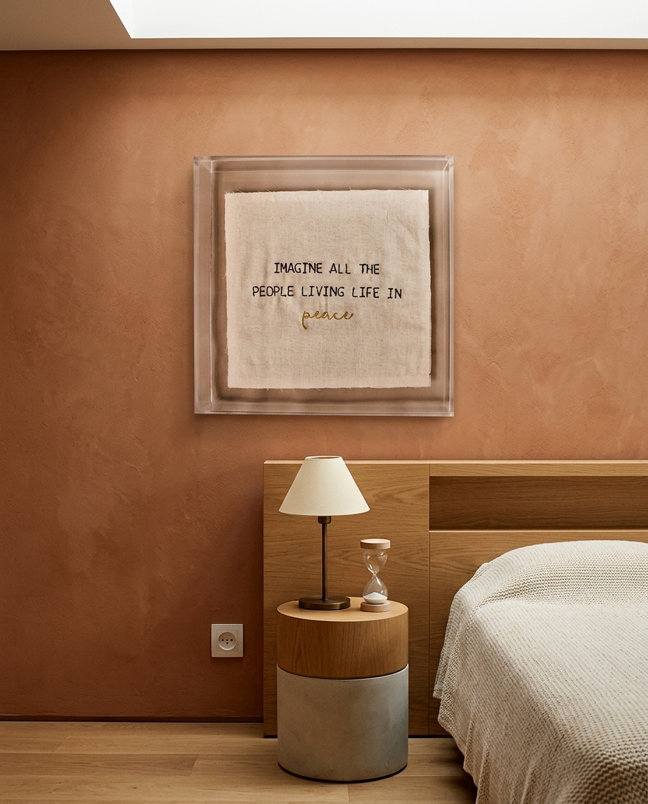 Quadro em Acr&iacute;lico "Bordado Imagine All The People" image number 4