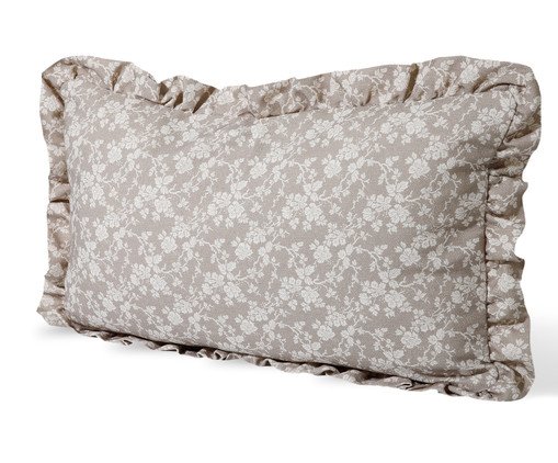 Capa de Almofada Retangular Estampada com Babados Floral Dora Bege image number 2