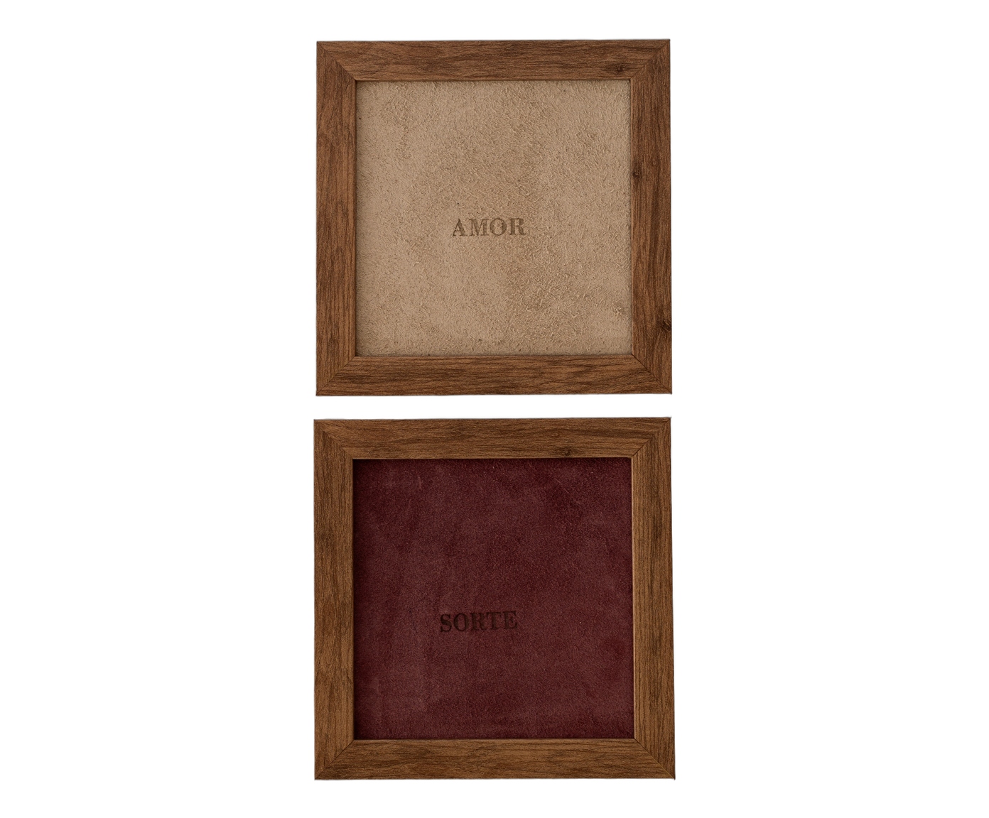 Jogo de Quadros "Amor e Sorte" Off-White e Vinho - image 1