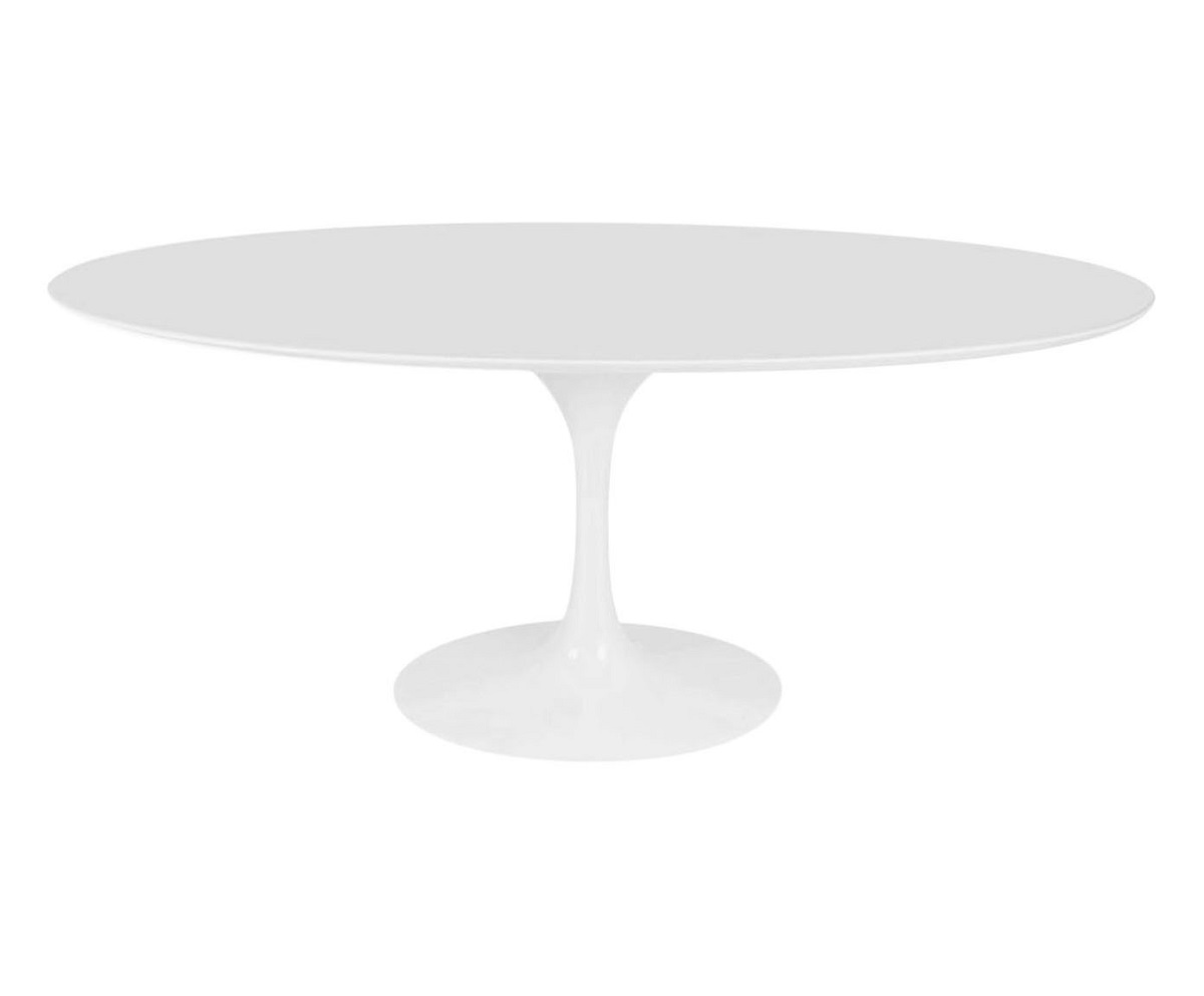 Mesa Saarinen Oval Quartzo com Base Branca image number 0