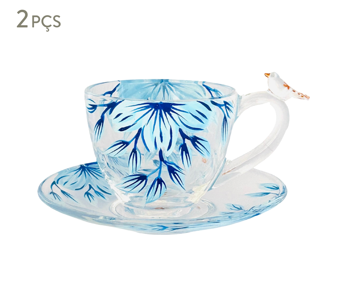 Jogo de X&iacute;caras de Caf&eacute; Floral Azul - image 0