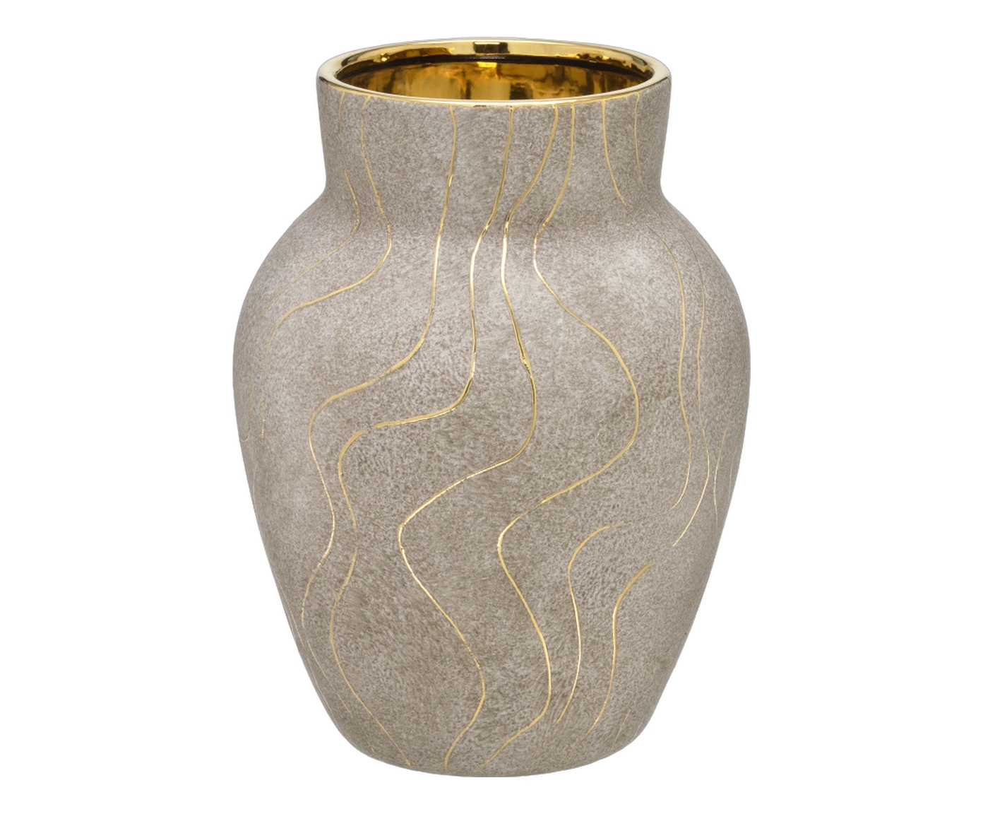 Vaso Decorativo Arvex Cinza e dourado image number 0