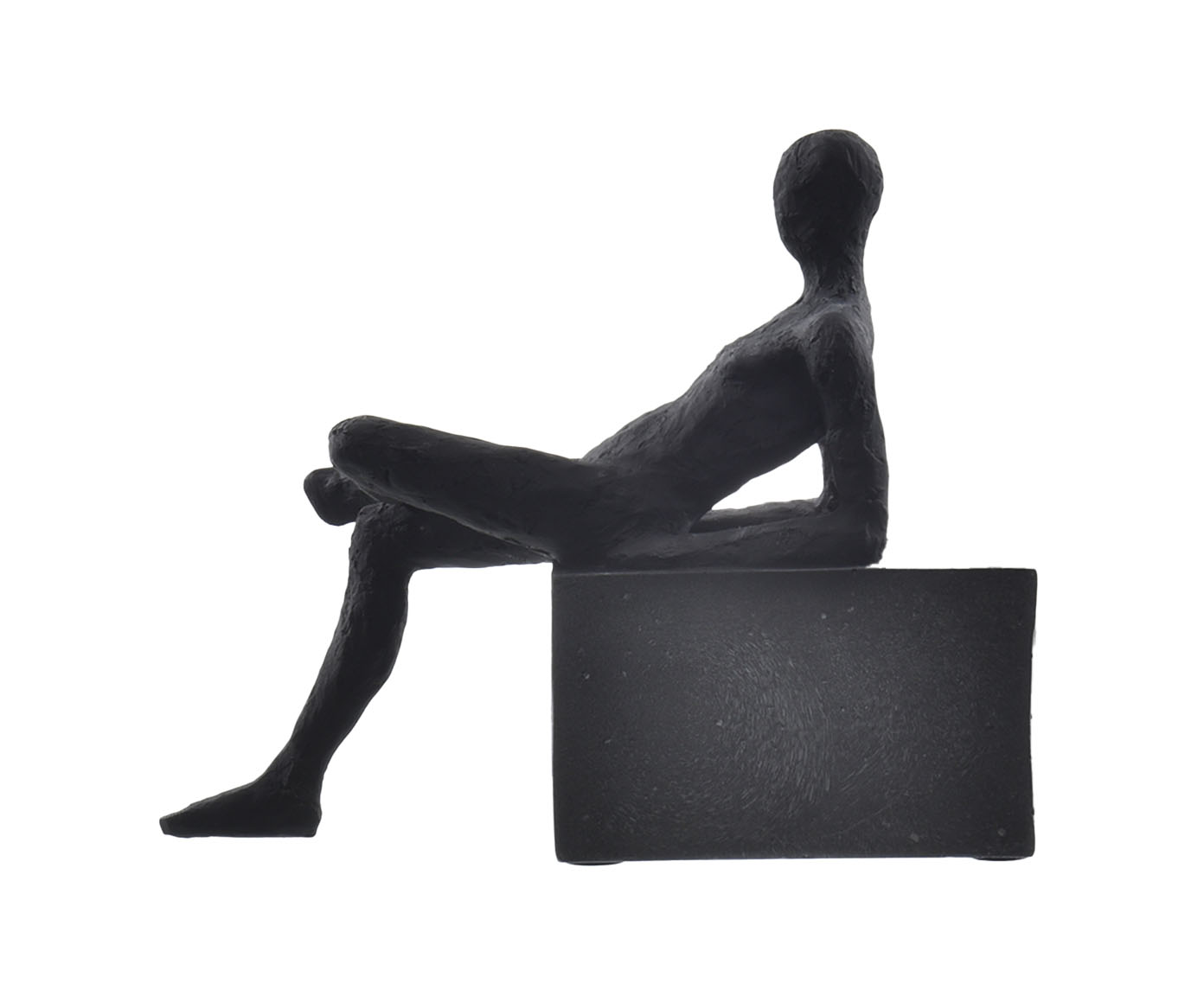 Escultura Homem Sentado Apoiado Preto image number 2