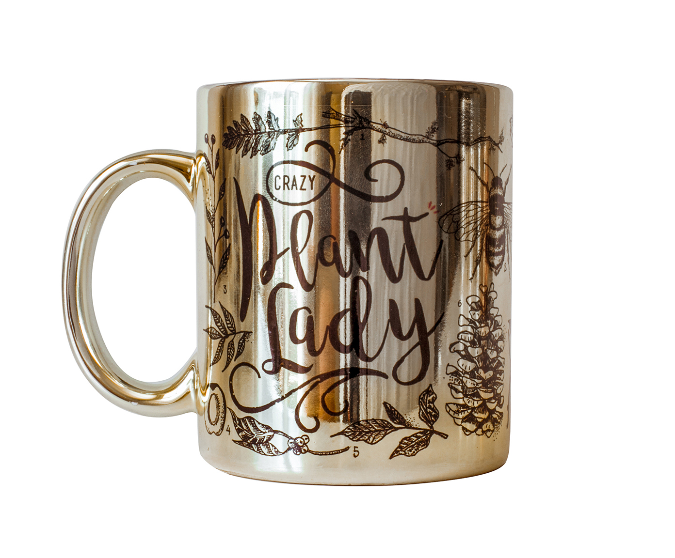 Caneca Crazy Plant Lady Dourada image number 0
