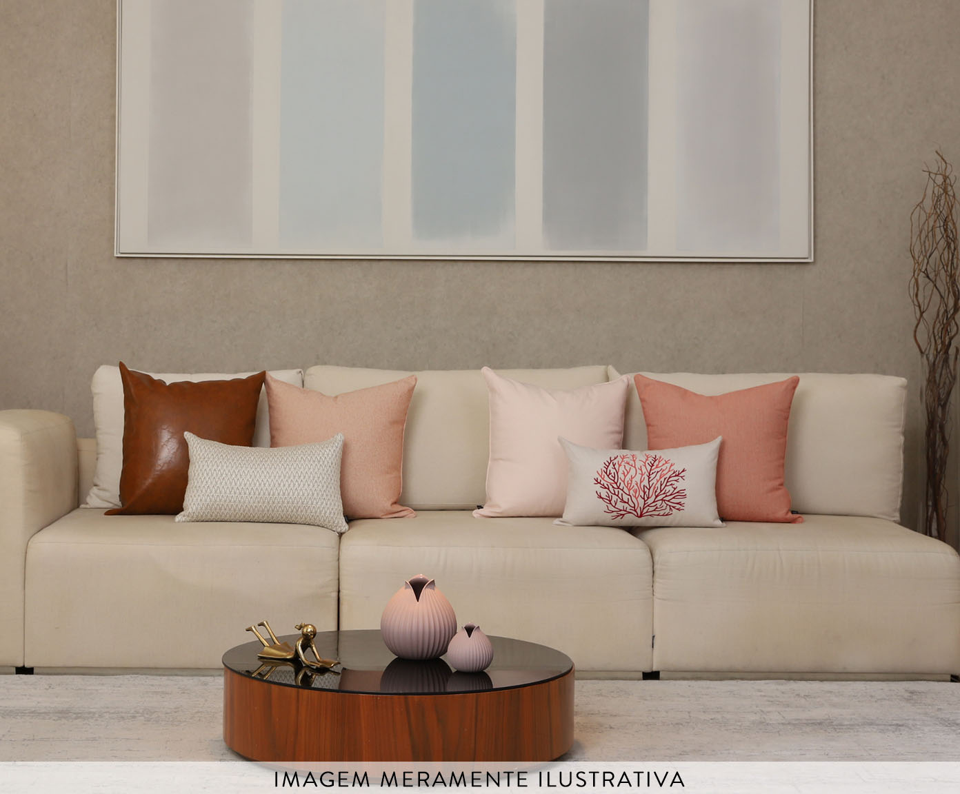 Almofada em Linho Bordada Salina - Coral e Off White image number 2