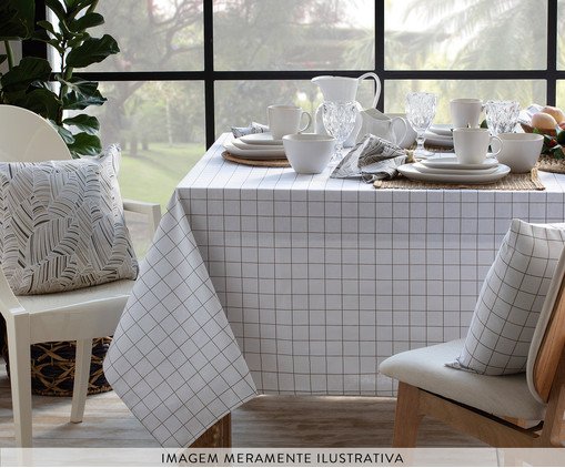 Toalha de Mesa Panam&aacute; Grid Bege - 160X250cm image number 3