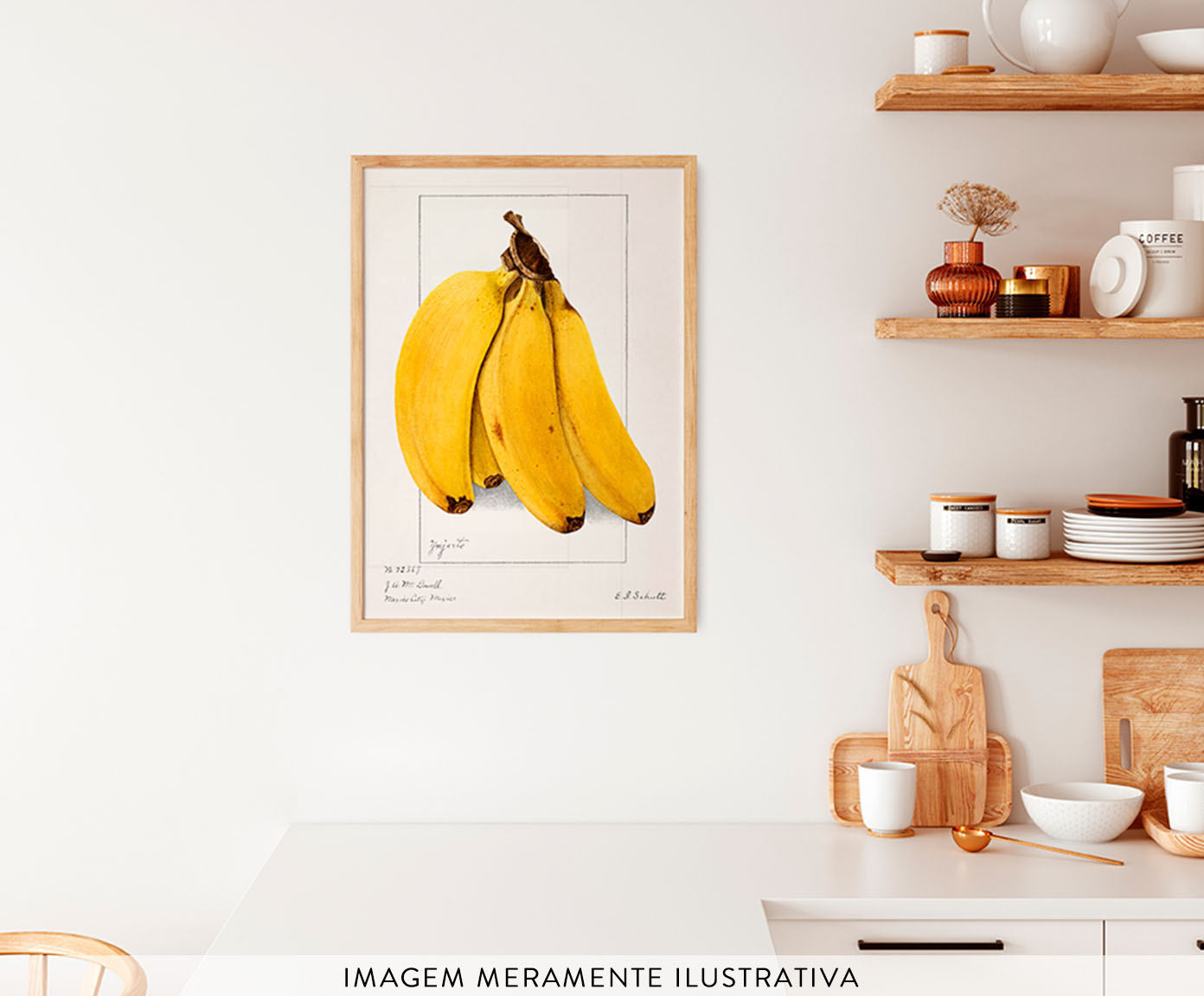 Quadro Banana Vintage com Moldura em Madeira image number 2