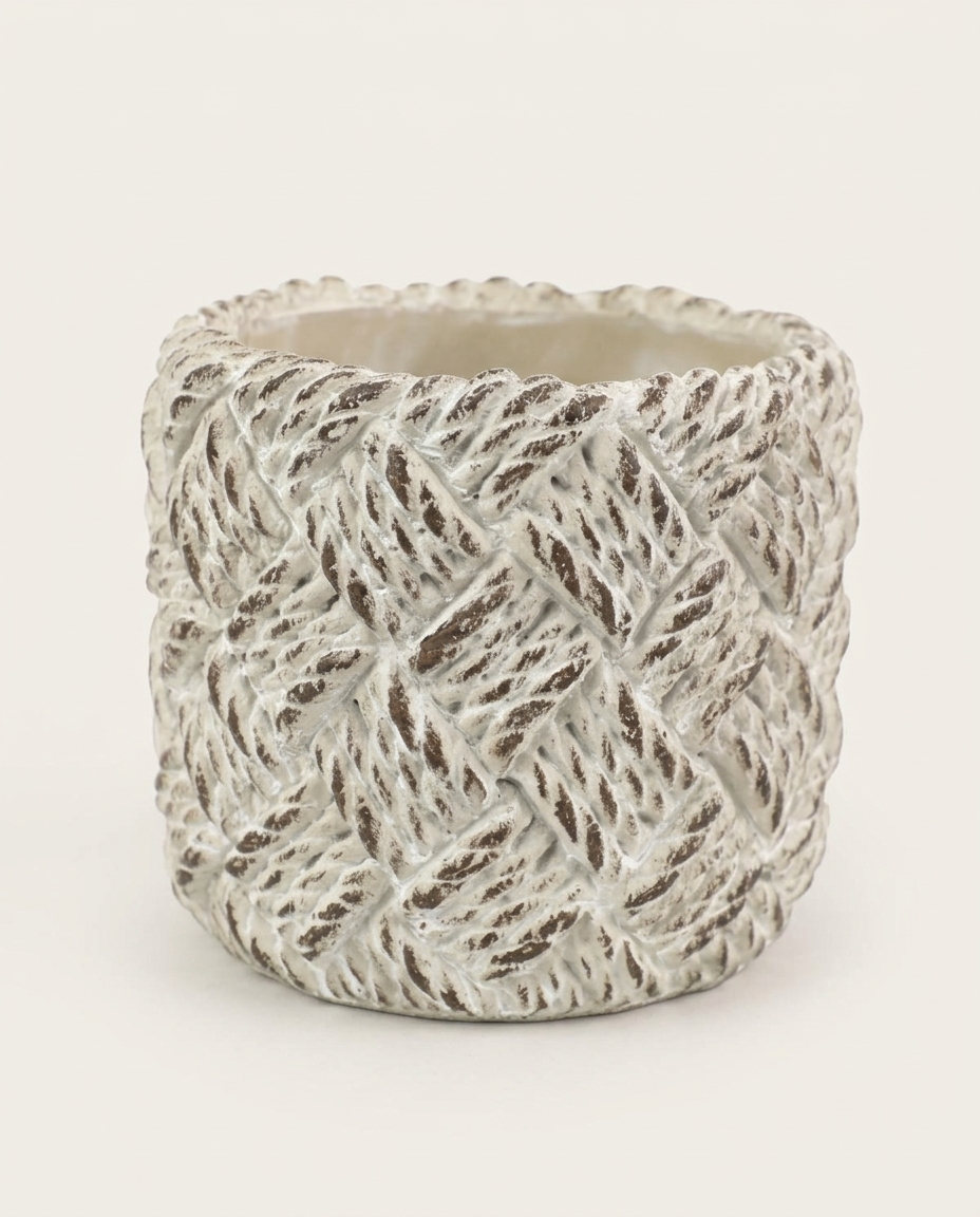 Cachepot Cord&ecirc;s Bege Pequeno - image 0