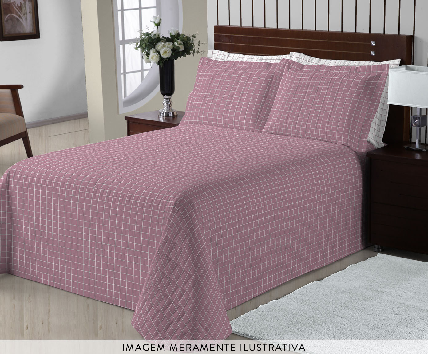 Jogo de Cobre-Leito Prime Grid Rose 200 Fios image number 2
