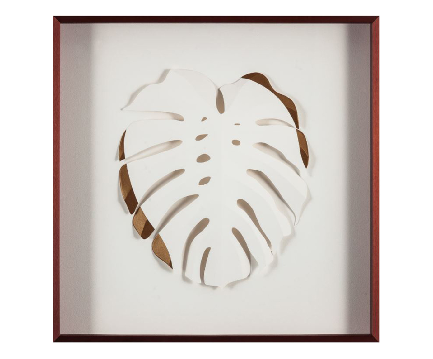 Quadro com Vidro Folha Branco e Dourado image number 0